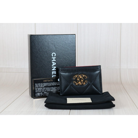 Excellent(Rank SA)|CHANEL Lamb Skin Card Holder Black Made In 2020 Year|S24082701