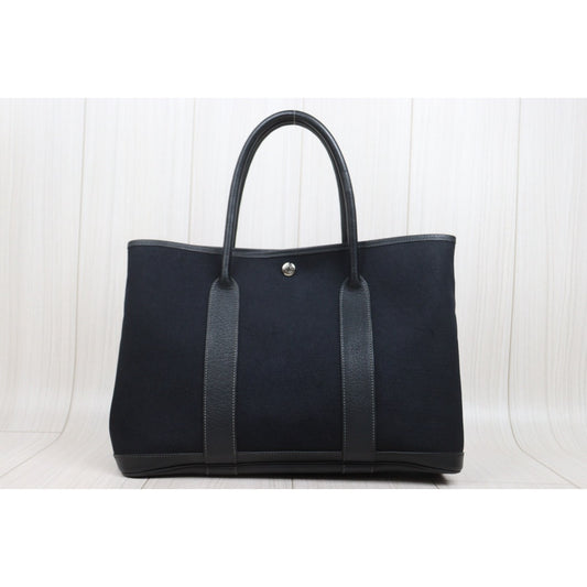 Good ( Rank AB)| HERMES Garden Party PM Black Handbag □I Stamp Made In 2005Year|25112106