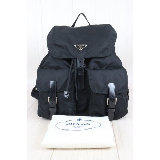 Rank A|Prada Nylon Backpack Medium Black|V23100618