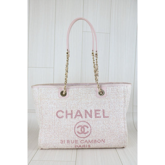 Good ( Rank AB)| CHANEL Canvas Tote Bag Pink Made In 2021-2022 Year|B24111208