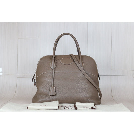 Very Good ( Rank A)| Hermes Bolide 35 Etoupe Silver Hardware ◻︎K stamp |S24052301