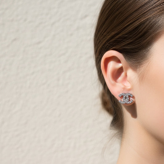 Include Authentic Detective Certificate of Authenticity|Very Good ( Rank A) |CHANEL 05V COCO Mark Rhinestone Earrings Made In 2005Year|S26061006