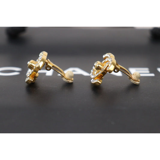 Very Good ( Rank A) |CHANEL Vintage 18K Gold Plating Rhinestone Earrings |25013119