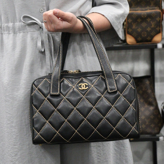 Rank AB| CHANEL Calf Leather Hand Bag Made In 2003~2004Year|24011211