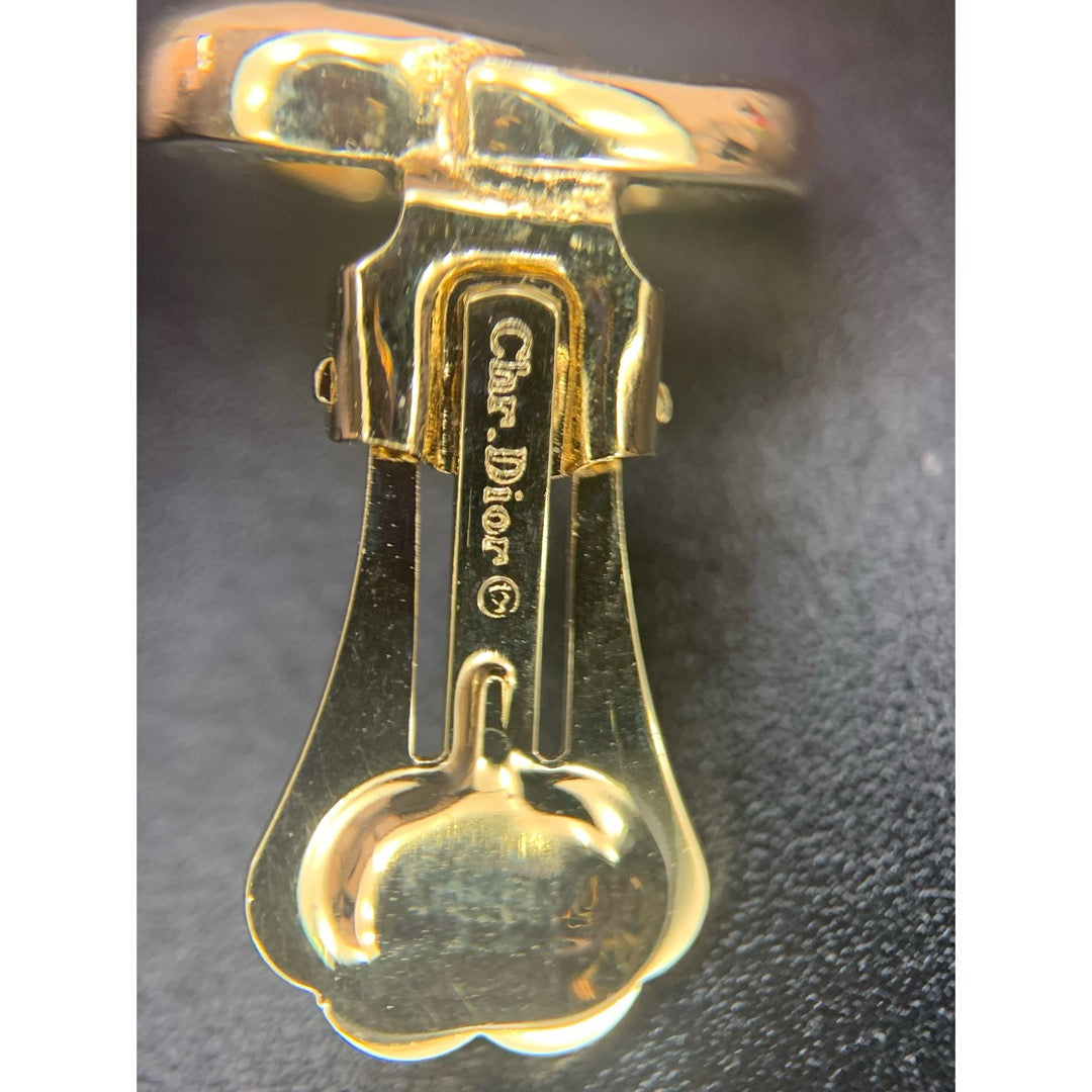 Very Good ( Rank A)| Dior CD Rhinestone Necklace Earring Set |25122211