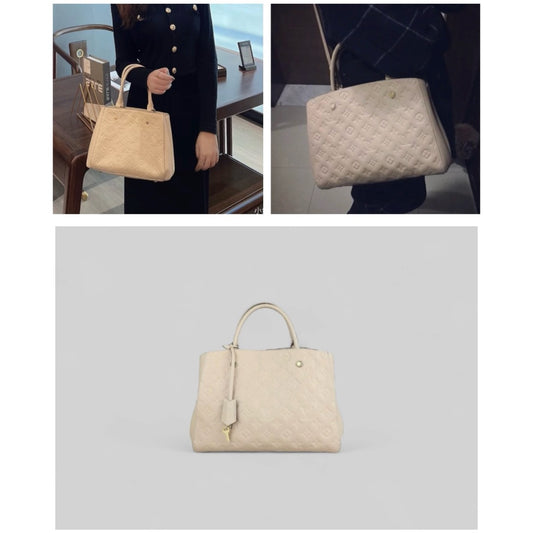 Very Good ( Rank A) |LV Monogram Montaigne BB Hand Bag Shoulder Bag Beige Pink|W25062901