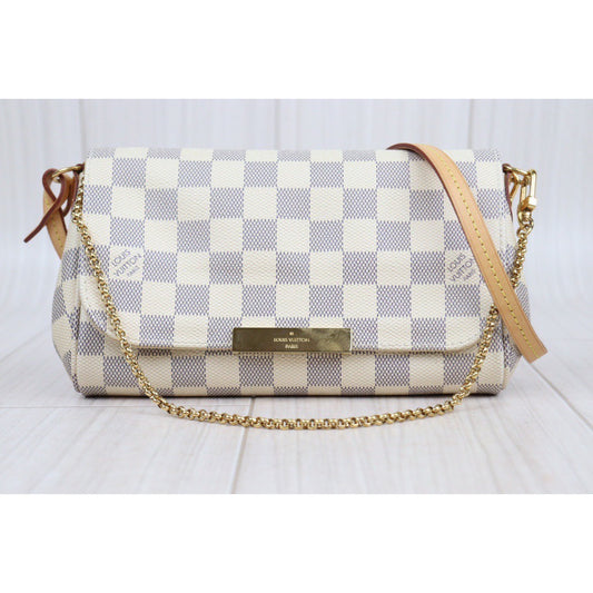 Rank A | Louis Vuitton Damier Azur Favorite PM Shoulder Bag|J24022740
