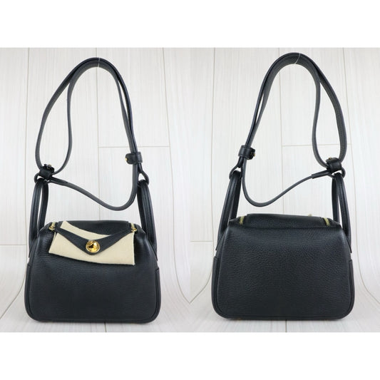 Include Entrupy Certificate of Authenticity|Very Good ( Rank A)| Hermes Mini Lindy TC Leather Golden Hardware Shoulder Bag Z stamp Made In 2021Year |W25110602
