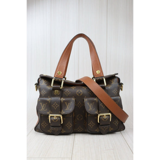 Good ( Rank AB)| LV Monogram Manhattan Shoulder Bag Brown|Q24122407
