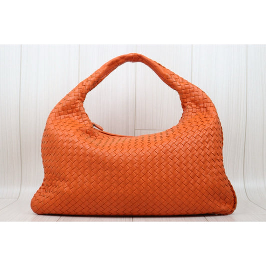 Good ( Rank AB)| Bottega Veneta Lamb Skin Braid Shoulder Bag Orange|P25062704