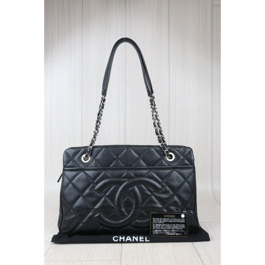 Good ( Rank AB)
| CHANEL Caviar Skin Leather Calf Leather Tote Bag Black Made In 2013~2014Year|Y24082604