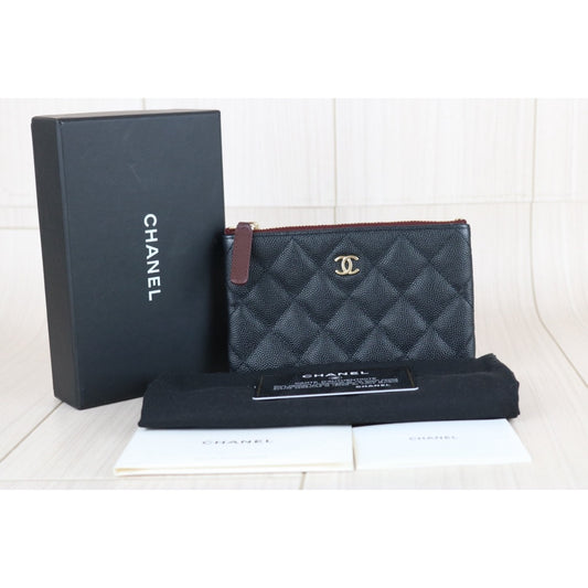 Good ( Rank AB)|CHANEL Caviar Skin Calf Leather Card Holder Black |X25082404