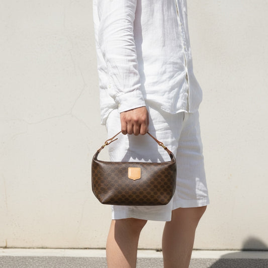 Include Entrupy Certificate of Authenticity|Very Good ( Rank A)| CELINE Macadam Walking Handbag |26061808