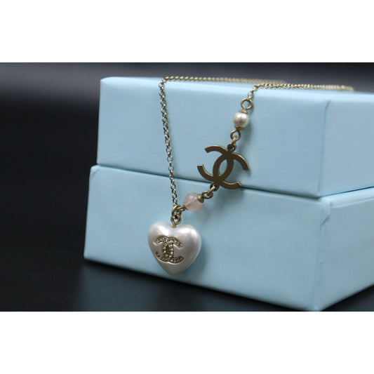 Very Good ( Rank A) | CHANEL Coco Mark Pearl Heart Chocker Necklace|V25121108