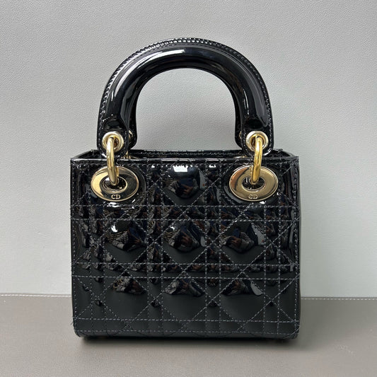 Dior Mini Lady Dior 2WAY Shoulder Bag Handbag Black