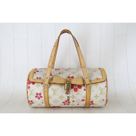 Include Entrupy Certificate of Authenticity|Good ( Rank AB)|Louis Vuitton Takashi Murakam Monogram Cherry Blossom Papillon Hand Bag|Z26091507