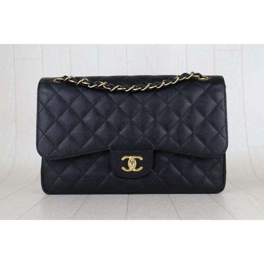 Include Entrupy Certificate of Authenticity|Good ( Rank AB)| CHANEL Matrasse Chain Caviar Skin Jumbo Black Made In 2014 Year|S26041402