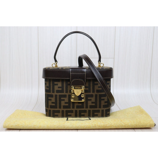 Very Good ( Rank A)| FENDI Zucca Vanity 2way Handbag Shoulder Bag|25121102