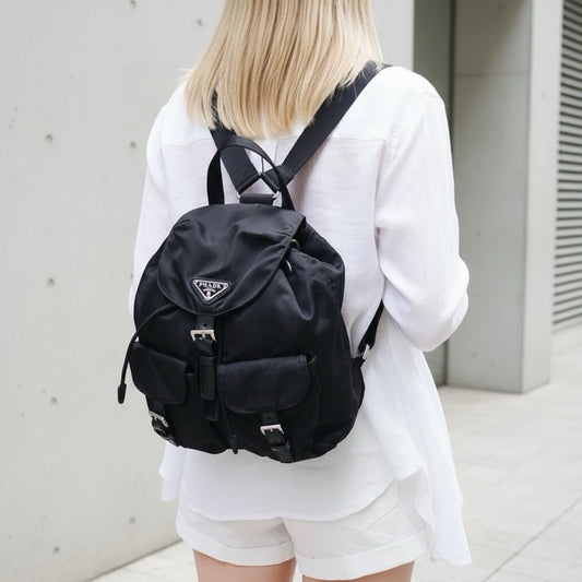 Include Entrupy Certificate of Authenticity|Very Good ( Rank A) | PRADA Nylon Small Black Backpack |26052803