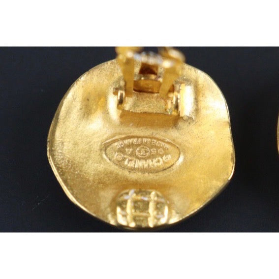 Rank A |CHANEL Vintage Coco Mark 18K Gold Plating Earrings Made In 1995 Year |23101202