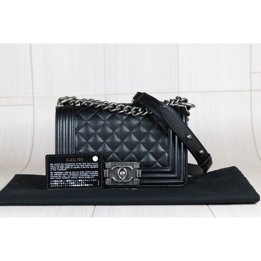 Rank A ｜CHANEL Caviar Skin  LeBoy Chain Shoulder Bag Small Black  Made In 2021-2022Year｜S24051401
