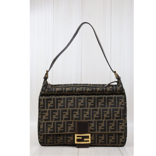 Rank A| FENDI Zucca Mamma Baguette Shoulder Bag Gold Hardware|24032913
