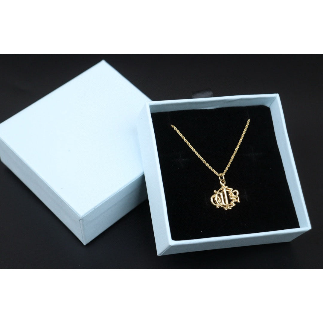 Include Authentic Detective Certificate of Authenticity|Very Good ( Rank A) | Dior Logo Emblem Necklace |Q25012304
