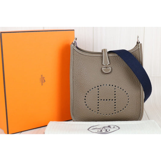 Excellent(Rank SA)| HERMES Mini Evelyn 16 Shoulder Bag Y Stamp Etoupe Gray|W25070205
