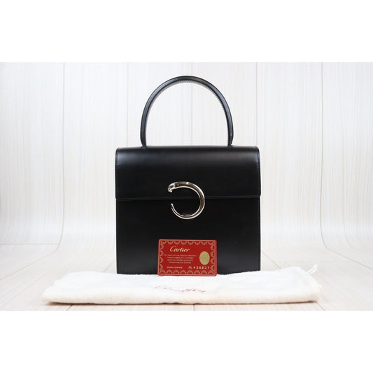 Rank A | Cartier Vintage Box Leather Hand Bag |24031214