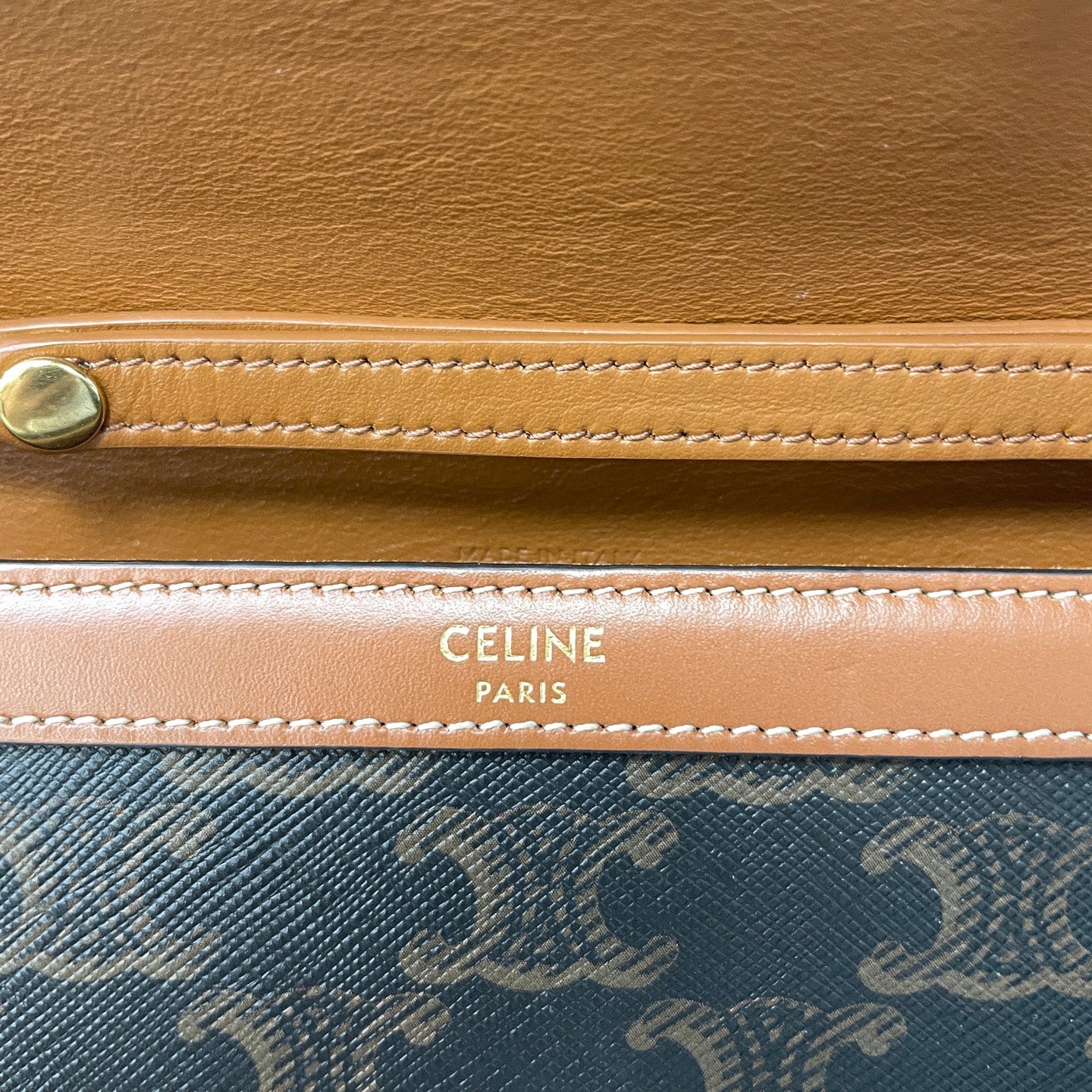 Include Entrupy Certificate of Authenticity|Very Good ( Rank A) | CELINE Macadam Triomphe Shoulder bag
