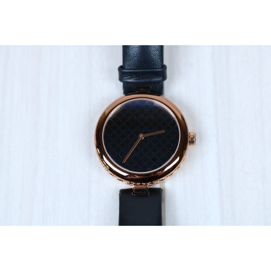 Rank A | GUCCI Leather Chain Watch Black|S24053001