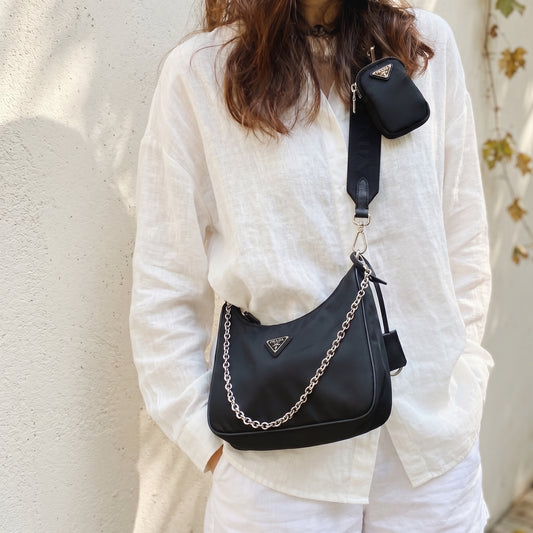 Include Entrupy Certificate of Authenticity|Very Good ( Rank A)| PRADA Re-Edition 2005 Re-Nylon Hobo |S26062903