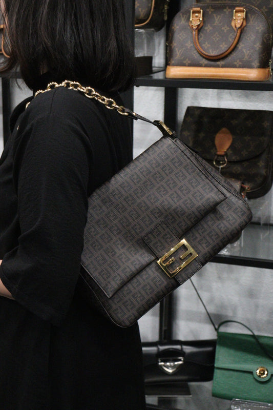 Rank A| FENDI Zucca Mamma Baguette Shoulder Bag |23121605