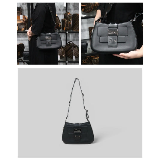 Good ( Rank AB)|Dior Punk Calf Skin Shoulder Bag Black|25031808