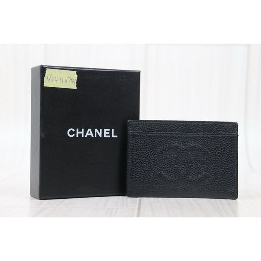 Very Good ( Rank A)|CHANEL Caviar Skin Card Holder Black Made In 1997-1999Year|VT25030123