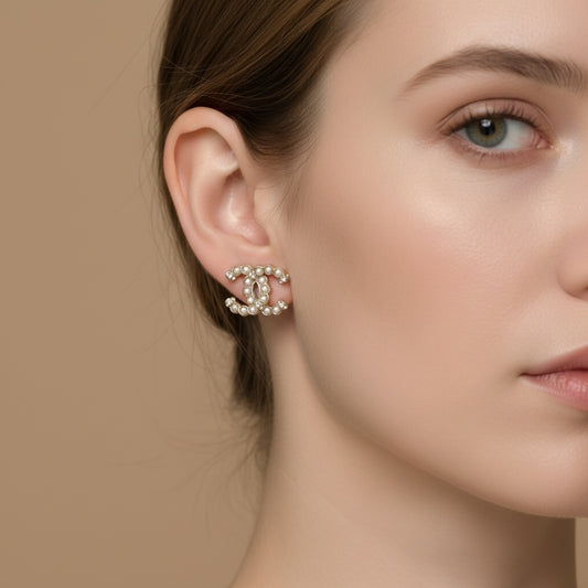 Include Authentic Detective Certificate of Authenticity|Excellent(Rank SA)| CHANEL A20V Coco Mark Rhinestone Pearl Earrings Made In 2020Year|S26031020