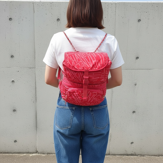 Include Entrupy Certificate of Authenticity|Very Good ( Rank A)|CHANEL Coco Neige Series Pink Nylon Backpack IC Chips Model|Y26040707