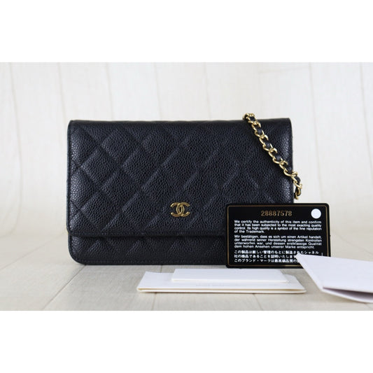 Very Good ( Rank A) | CHANEL Matrasse Chain Caviar Skin WOC19 Shoulder Bag Black Made In 2019~2020Year |H26022601