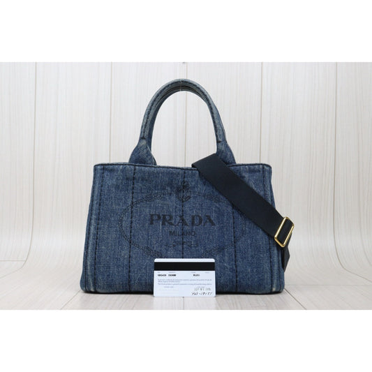 Fair ( Rank B)| PRADA Canvas Handbag Shoulder Bag Blue|23101301