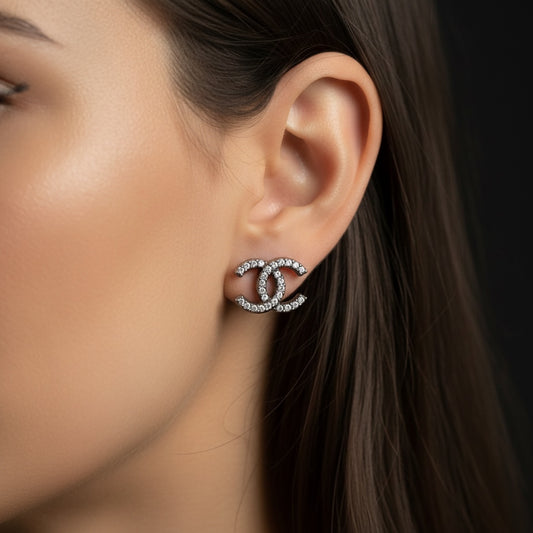 Include Authentic Detective Certificate of Authenticity|Excellent(Rank SA) | CHANEL A20A Coco Mark Rhinestone Earrings Made In 2000Year |S26050714