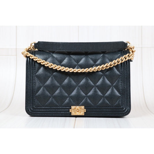 Very Good ( Rank A)|CHANEL Leboy Caviar Skin Black WOC Shoulder Bag|S24041703