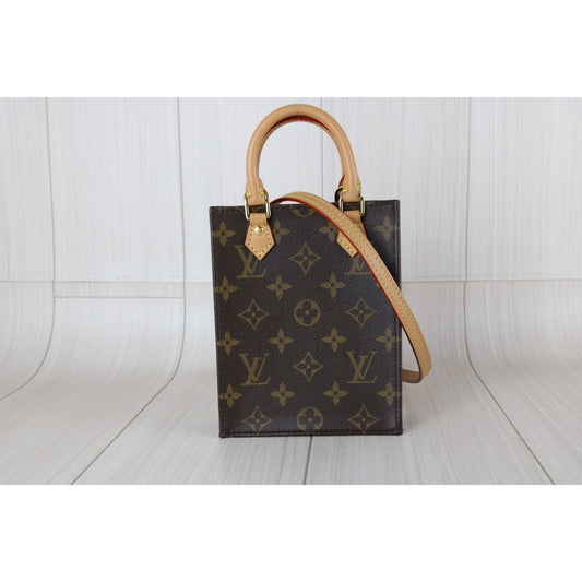 Very Good ( Rank A)| LV Monogram Petit Sac Plat MINI Tote Bag Shoulder Bag IC Chips Model|S26030402