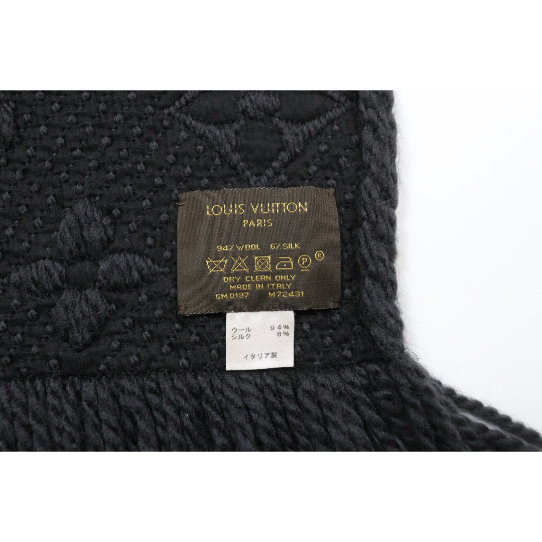 Very Good ( Rank A) |LV Monogram Escharpe Logomania Black Scarf|26021304