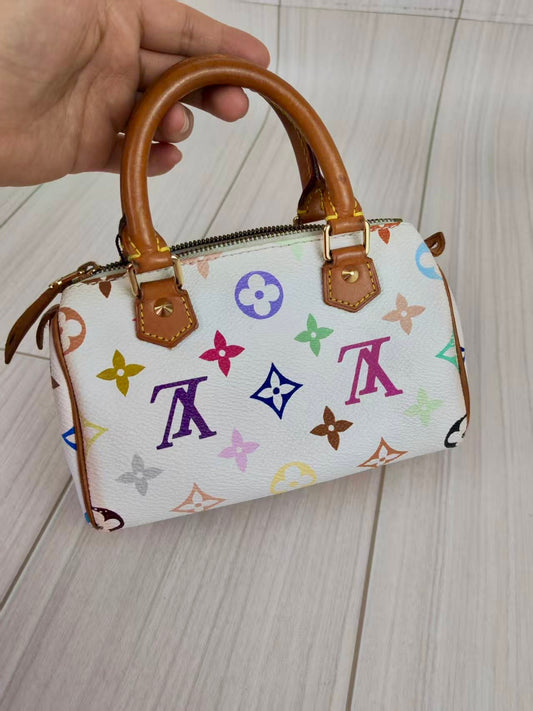 LV Multi Monogram Mini Speedy White Handbag