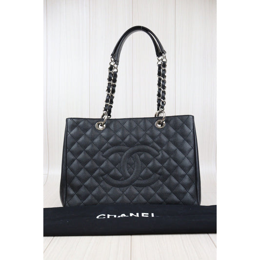 Rank A | CHANEL Matrasse GST Chain Tote Bag Caviar Skin Black Made In 2010-2011 Year|24012202