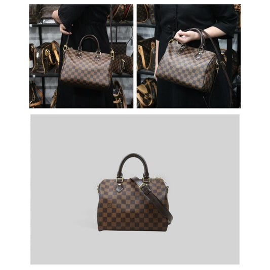 Good ( Rank AB)| LV Damier Speedy 25 Hand Bag With Shoulder Strap|S25021016