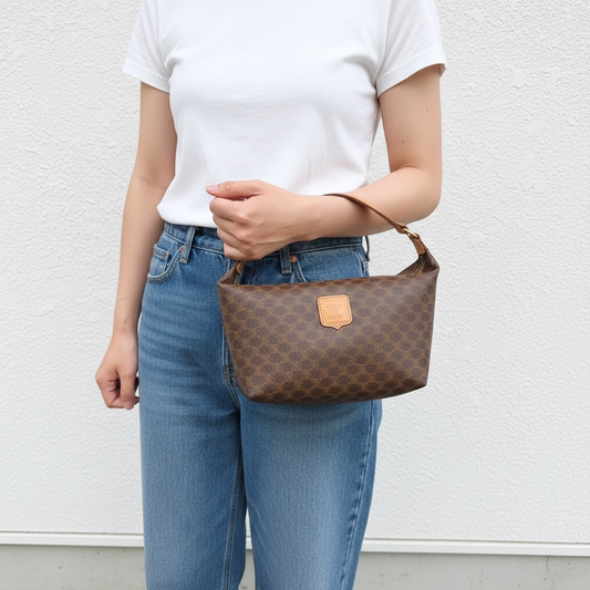 Include Entrupy Certificate of Authenticity|Very Good ( Rank A)| CELINE Macadam Walking Handbag |26032603