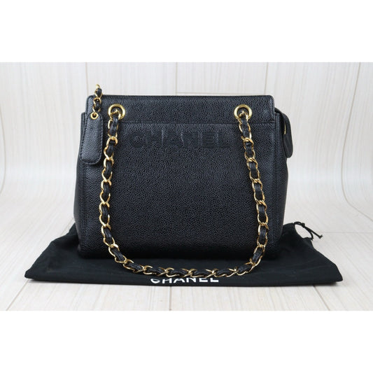 Rank A |Chanel Vintage Caviar Skin Black ShoulderBag Made In 1997-1999Year|24080107
