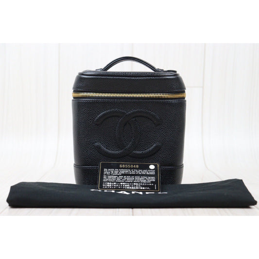 Rank A | CHANEL Caviar Skin Vanity Handbag Made In 2000~2002Year |24060601