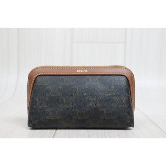 Include Entrupy Certificate of Authenticity|Very Good ( Rank A)| CELINE Macadam Toilret Pouch PM|S26080620